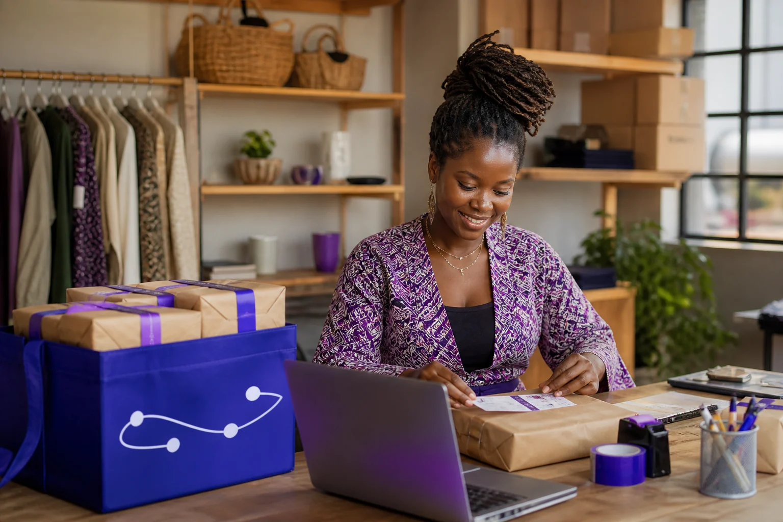 A Kenyan vendor preparing customer orders for the FS network